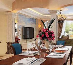 现代别墅温馨暖色系餐厅装修效果图