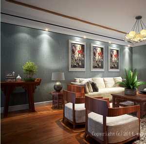 新中式美式混搭客厅装修效果图