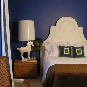 卧室深蓝色背景墙装修效果图