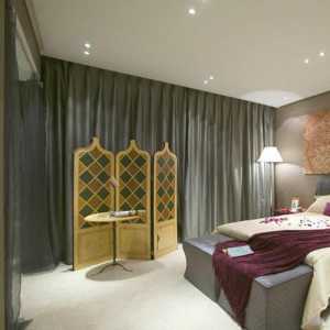 现代美式二居室卧室窗帘装修效果图