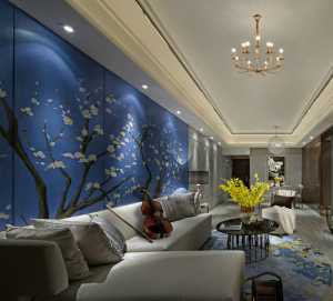 新中式客厅灯饰博古架装修效果图