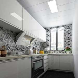 厨房橱柜现代瓷砖背景墙装修效果图