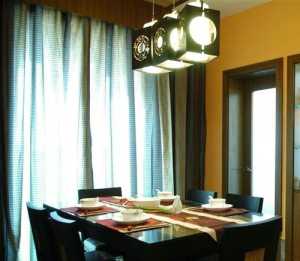 实木餐桌三居餐厅吊灯美式装修效果图