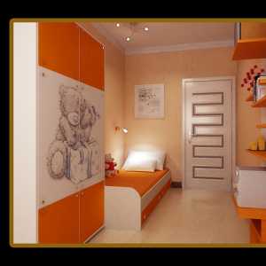 白色+橙色 简约风格儿童房效果图