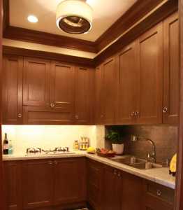 厨房木色橱柜吧台现代别墅装修效果图