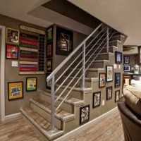 美式实木楼梯壁纸别墅装修效果图