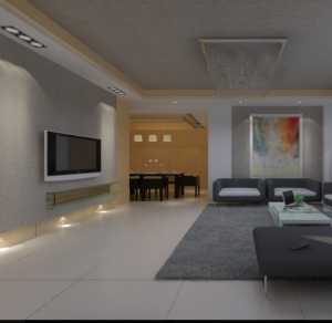 现代中式四居室客厅电视墙装修效果图