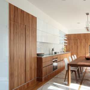 厨房现代简约原木色白色别墅餐厅
