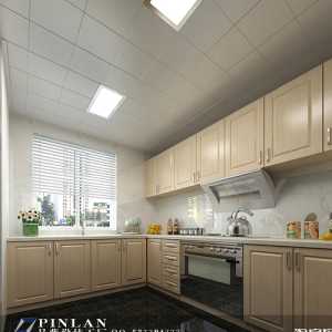 吸顶灯开放式厨房黑白稳重装修效果图