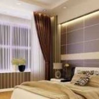 簡潔臥室背景墻復式窗簾裝修效果圖